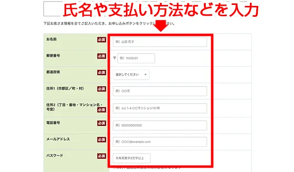 必要事項を入力