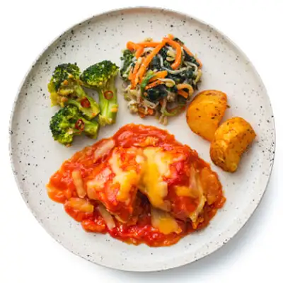 三ツ星ファーム 口コミ|ナポリの風香る チーズをまとったトマトチキン